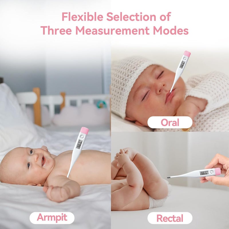 Snomd Digital Oral Thermometer for Adults and Children with LCD Display, Oral Thermometer for Baby with Fever Alarm Rectal & Underarm Use, Fast Reading Thermometer - Image 3